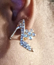 Load image into Gallery viewer, High Heel Statement Clip On stud Earrings silver
