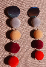 Load image into Gallery viewer, Handmade Velvet Ball Dangle Earrings pierced ears
