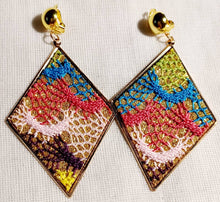 Load image into Gallery viewer, Handmade glitter and net Clip On Dangle Earrings
