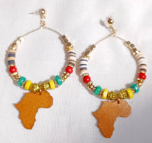 Load image into Gallery viewer, Handmade Boho Africa Beaded Hoop Earrings pierced
