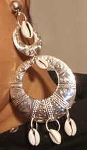 Load image into Gallery viewer, Large Handmade Cowrie Shell Hoop Clip On  Earrings
