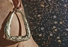 Load image into Gallery viewer, Giant Clip On  Fulani Bamboo Hoop Earrings silver rare
