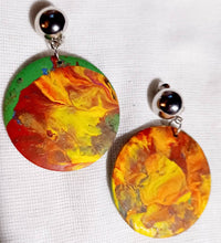 Load image into Gallery viewer, Abstract Handpainted Wooden Clip On Earrings
