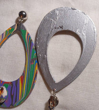 Load image into Gallery viewer, Abstract Hand-Painted Wood Clip On Earrings, Statement Jewelry

