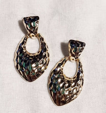 Load image into Gallery viewer, Chunky large and vintage gold door knocker earrings (pierced ears) 1990s
