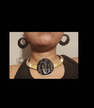 Load image into Gallery viewer, Chunky Gold and acrylic Necklace Set with clip on earrings New
