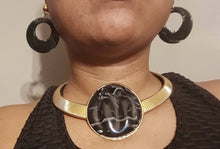 Load image into Gallery viewer, Chunky Gold and acrylic Necklace Set with clip on earrings New
