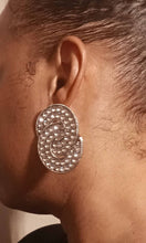 Load image into Gallery viewer, Extra Large and Blingy Runway Rhinestone  cluster Earrings 2.5 inch pierced ears
