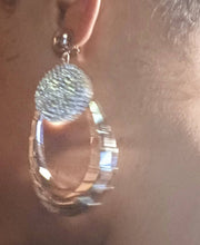 Load image into Gallery viewer, Handmade Rhinestone Hoop Clip On Earrings silver
