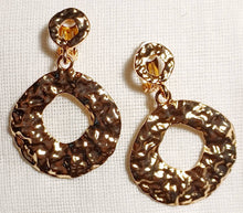 Load image into Gallery viewer, Small Hammered Metal  Hoop Clip On Earrings gold Small
