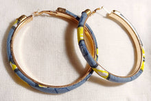 Load image into Gallery viewer, Unique Afrocentric African Fabric Hoop Earrings
