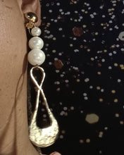 Load image into Gallery viewer, Handmade Faux Pearl abstract Hoop Clip On Earrings
