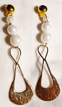 Load image into Gallery viewer, Handmade Faux Pearl abstract Hoop Clip On Earrings
