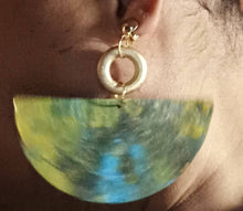 Load image into Gallery viewer, Handpainted Abstract Wooden Clip On Earrings: Lightweight, Unique
