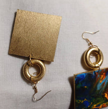 Load image into Gallery viewer, Abstract Handpainted Design Wooden Earrings pierced ears 3.5 inch
