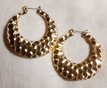 Load image into Gallery viewer, Rare  Fulani Tribal  Basket Style gold Metal Hoop Earrings
