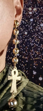 Load image into Gallery viewer, Handpainted Long Clip on Ankh Earrings
