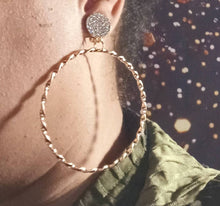 Load image into Gallery viewer, Medium sized gold Metal Spiral Hoop  Clip On Earrings
