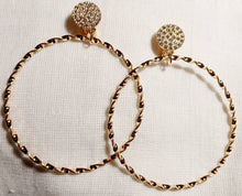 Load image into Gallery viewer, Medium sized gold Metal Spiral Hoop  Clip On Earrings
