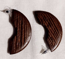 Load image into Gallery viewer, Natural Wood small Sized half Hoop Earrings  2 inch
