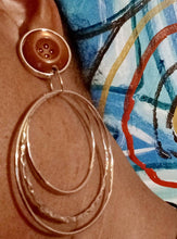 Load image into Gallery viewer, Unique Large handmade Gold Metal Multi Hoop Clip On Earrings
