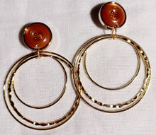 Load image into Gallery viewer, Unique Large handmade Gold Metal Multi Hoop Clip On Earrings
