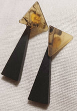 Load image into Gallery viewer, Minimalist wood and Acrylic Statement Earrings (pierced ears)
