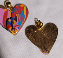 Load image into Gallery viewer, Abstract handpainted Heart Earrings clip on

