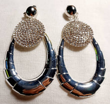 Load image into Gallery viewer, Handmade Rhinestone Hoop Clip On Earrings silver
