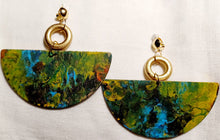 Load image into Gallery viewer, Handpainted Abstract Wooden Clip On Earrings: Lightweight, Unique
