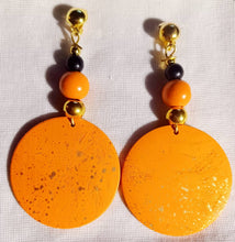 Load image into Gallery viewer, Clip On Wood Abstract Handpainted Design Earrings

