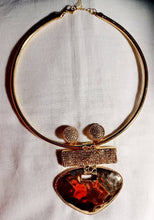 Load image into Gallery viewer, Handmade statement necklace Set Clip on earrings
