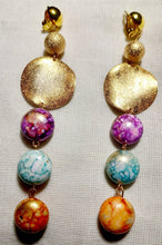 Load image into Gallery viewer, Handmade Acrylic Abstract Clip On Earrings Gold
