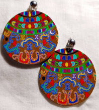 Load image into Gallery viewer, Large Natural Wood Boho Clip On Dangle Earrings

