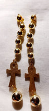 Load image into Gallery viewer, Handpainted Long Clip on Ankh Earrings
