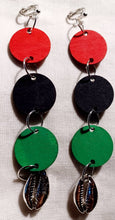 Load image into Gallery viewer, Handmade hanpainted Rbg Afrocentric Clip on Earrings
