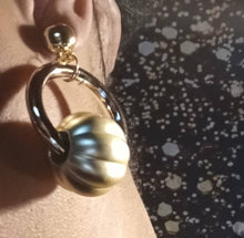 Load image into Gallery viewer, Handmade Chunky gold and silver acrylic Earrings Clip On 3 in
