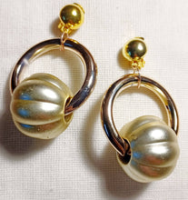 Load image into Gallery viewer, Handmade Chunky gold and silver acrylic Earrings Clip On 3 in
