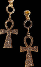 Load image into Gallery viewer, Rhinestone Ankh Necklace Set with clip on earrings
