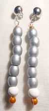 Load image into Gallery viewer, Handmade vintage wooden Ball bead  Dangle Clip On Earrings 4 in
