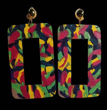 Load image into Gallery viewer, Large Handpainted Clip On Earrings gold
