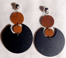 Load image into Gallery viewer, Extra large handmade Natural Wood Boho Clip On Dangle Earrings
