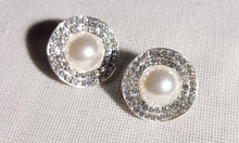Load image into Gallery viewer, Rhinestone and Faux Pearl Stud Clip On Earrings
