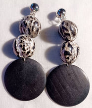 Load image into Gallery viewer, Handmade Natural Kukui Nut and Wood  Clip On Dangle Earrings
