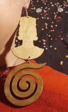 Load image into Gallery viewer, Clip On Wood extra large  Afrocentric Design Earrings 5 inch
