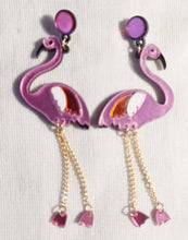 Load image into Gallery viewer, Acrylic pop art Flamingo Clip On Earrings
