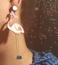 Load image into Gallery viewer, Acrylic pop art Flamingo Clip On Earrings

