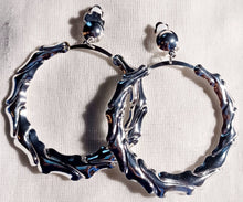 Load image into Gallery viewer, Clip On Large Bamboo Hoop Earrings silver
