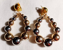 Load image into Gallery viewer, Handmade gold and silver Ball bead  Hoop Clip On Earrings
