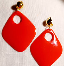 Load image into Gallery viewer, Chunky Handmade Acrylic Hoop Clip On Earrings red
